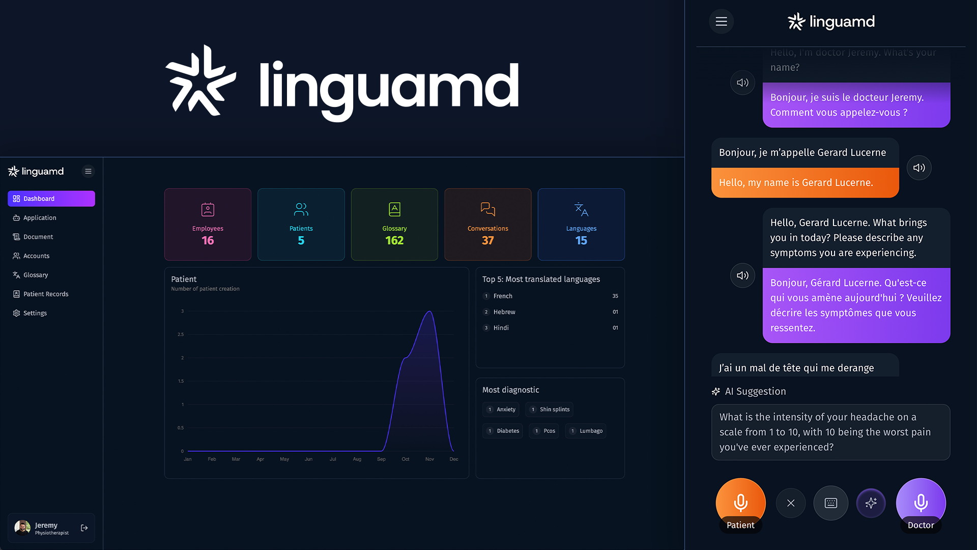 LinguaMD platform interface