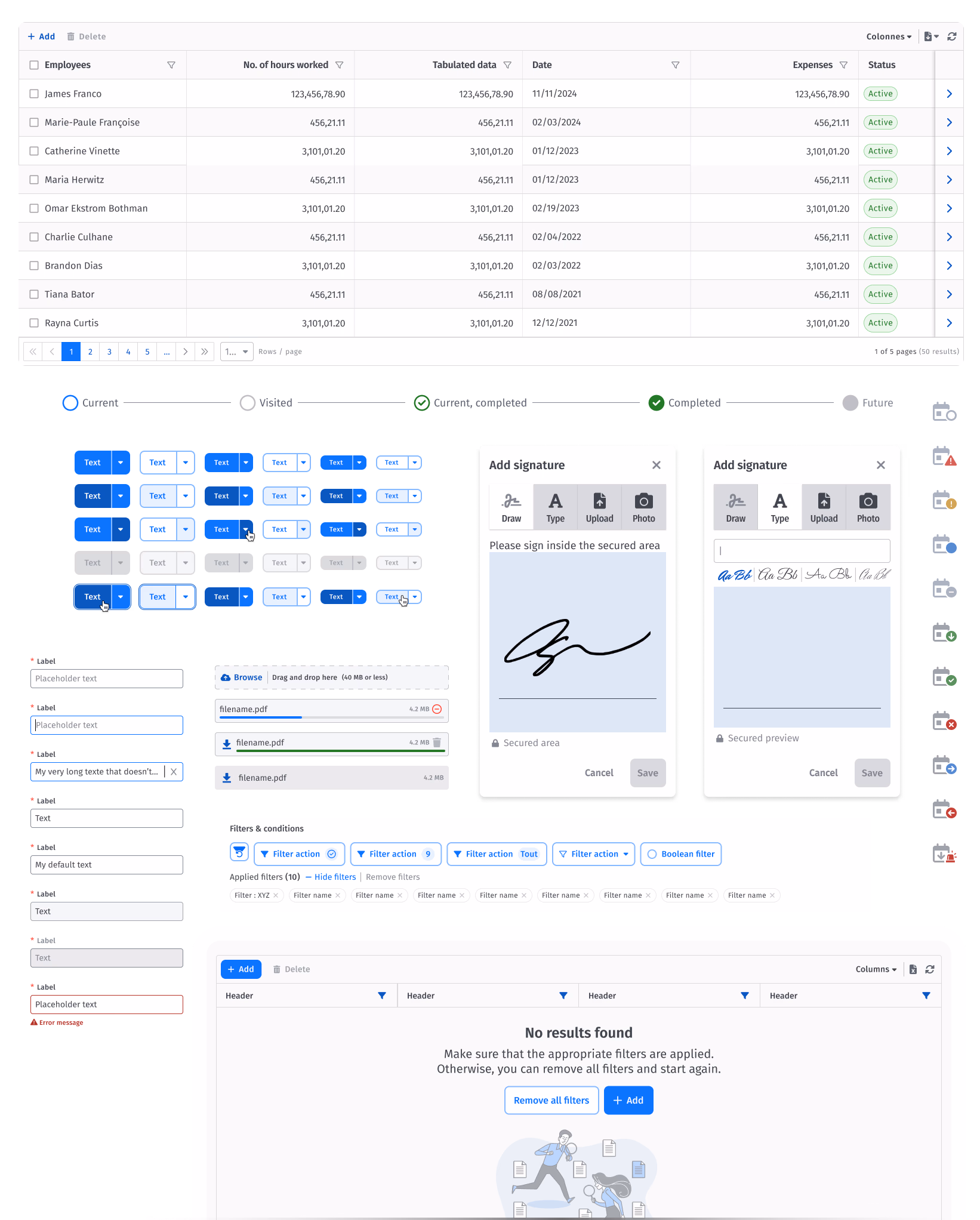SIGMA-RH design system and platform screens